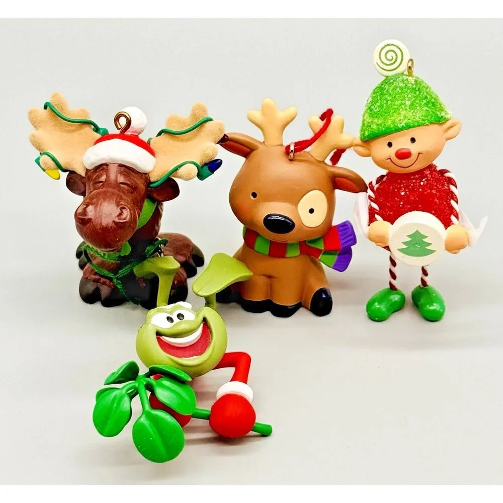 Hallmark Keepsake Mistletoe Frog Little Reindeer Moose Sweet Treat‎ Elf Lot of 4